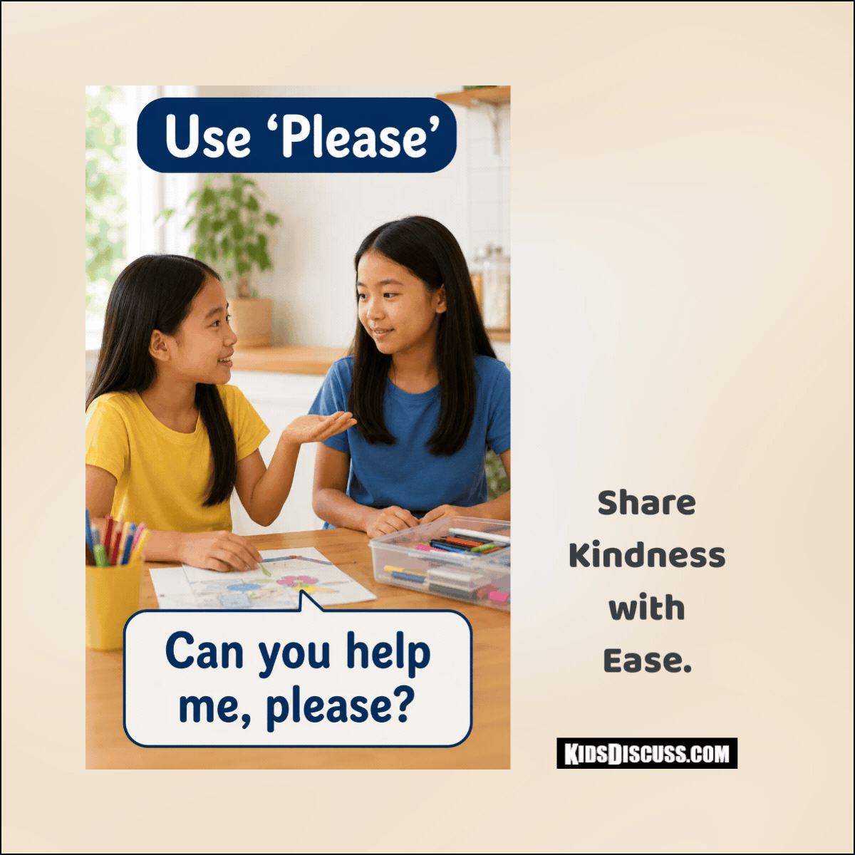 child asking a friend for help